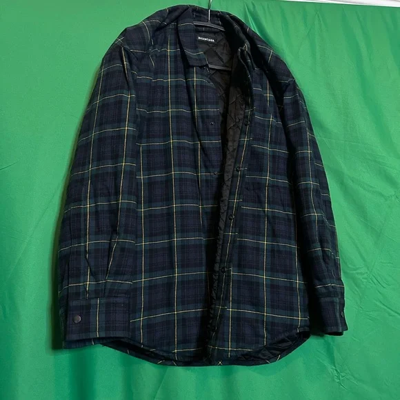 BALENCIAGA slouch shoulder plaid flannel jacket